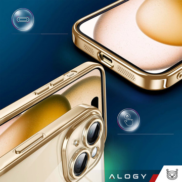 MagSafe Hülle für iPhone 15 Plus Glamour Luxus Slim Ring Cover Alogy Gold Transparent