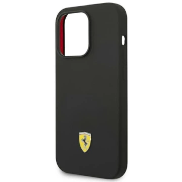 Ferrari iPhone 14 Pro 6.1" Hülle schwarz/schwarz Hardcase Silikon-Metall-Logo