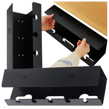 2-in-1 Kabelorganizer zur Untertisch- und Wandmontage, 40 cm, mit Klebestreifen für einen aufgeräumten Schreibtisch, Alogy CableHold™ – Schwarz