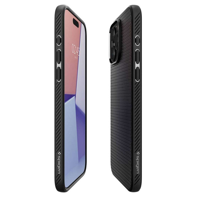 Etui do iPhone 15 Pro Max Spigen Liquid Air Case obudowa plecki ochronne Matte Black + Szkło