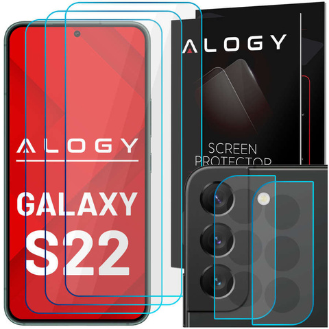 Gehärtetes Glas 9H 3x für den Bildschirm 2x für das Objektiv Alogy Glass Pack Kamera für Galaxy S22