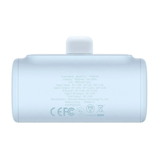 Powerbank Baseus Compact IP 5000mAh 20W Lightning + USB-C Niebieski