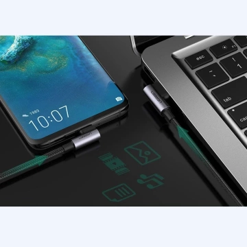 Ugreen abgewinkeltes Kabel USB - USB Type C Quick Charge 3.0 QC3.0 3 A 1 m Grau (US176 20856)