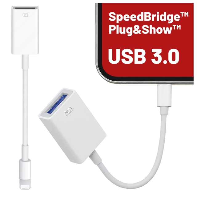 Przejściówka Adapter USB OTG USB-A 3.0 do Lightning, Kabel do iPhone i iPad, Obsługa Pendrive, Szybki Transfer Danych, Alogy OTGLink™ – Biały