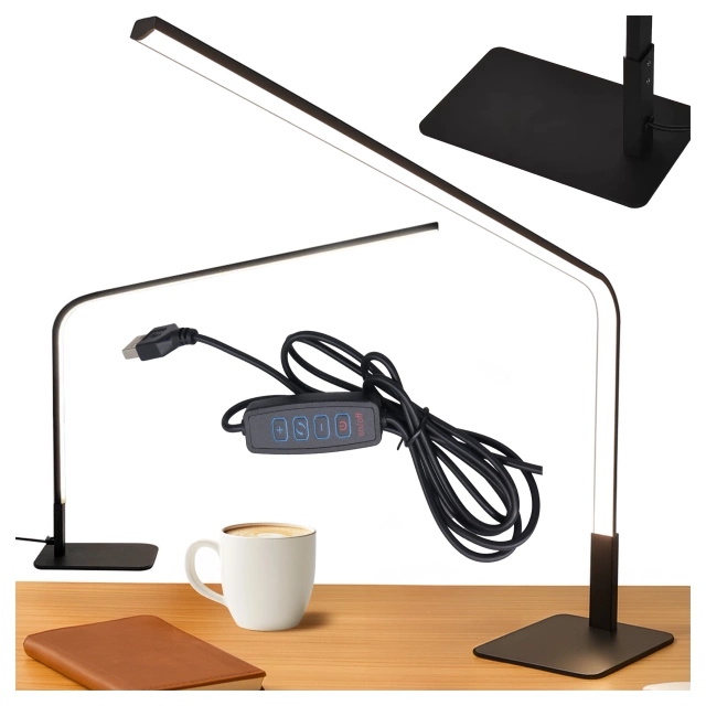 Lampka biurkowa nocna LED długie oświetlenie – trzy tryby barwy, regulacja jasności, lampa na biurko, do czytania i pracy domowej – Alogy StudyBeam™