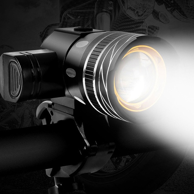 Lampka rowerowa światło przód tył wodoodporna LED CREE XM-L T6 USB zestaw przednia tylna światełko