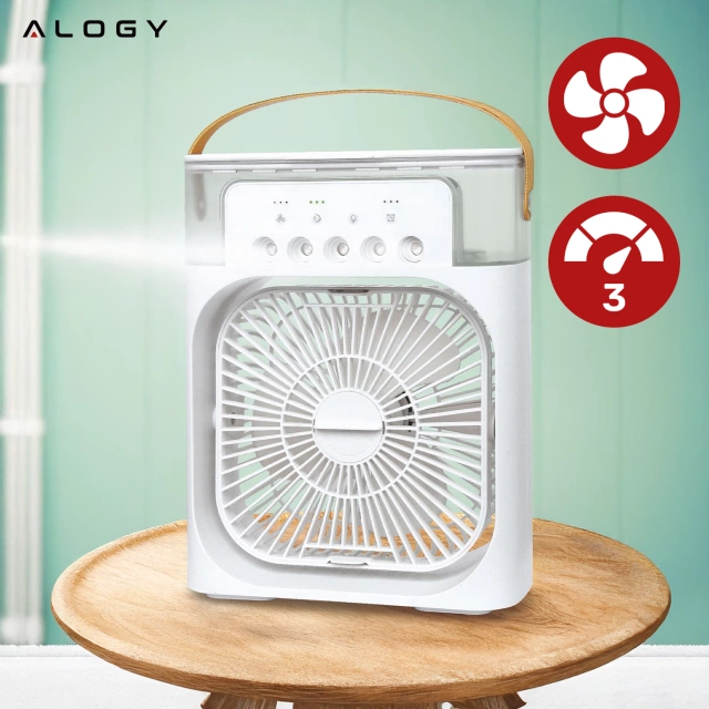 Wentylator wiatrak biurkowy 3w1 Klimator Alogy DeskBreeze™ stojący mały cyrkulator z nawilżaczem powietrza timerem i podświetleniem LED USB-C