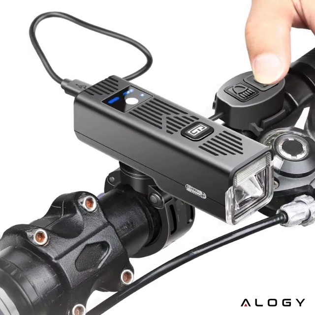 Lampka rowerowa SUPER JASNA 8H ŚWIECENIA przód LED przednia światło roweru z DZWONKIEM przewodowym oświetlenie 450LM 2000MAH wodoodporna światełko na rower czarna