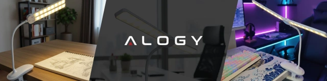 Lampka biurkowa nocna LED – akumulator 4000 mAh, podwójne oświetlenie, elastyczne ramię, klips z regulacją, idealna do biurka i łóżka – Alogy SmartClip™ Light Biała
