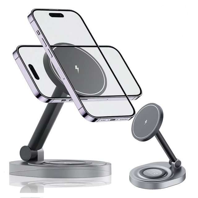 Ładowarka indukcyjna bezprzewodowa stacja Alogy 2w1 QI do Apple iPhone AirPods do MagSafe Czarna