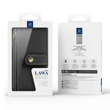 iPhone 16 Pro Dux Ducis Lawa Leder MagSafe Wallet Case Schwarz