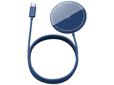 Baseus Simple Mini Magnetic Induktives Ladegerät, MagSafe, 15W (blau)