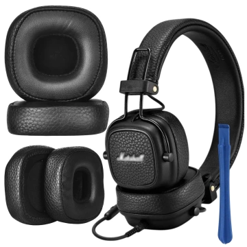 2x Ersatz-Ohrpolster für MARSHALL MAJOR III 3, Schwarz, mit Abnehmvorrichtung