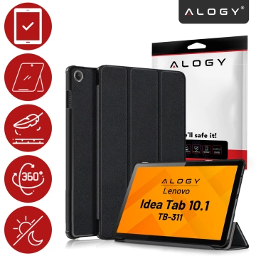 Etui do Lenovo Tab 10.1 TB-311, Smukłe Ochronne z Klapką, Składana Okładka Slim, Alogy BookGuard™ – Czarne