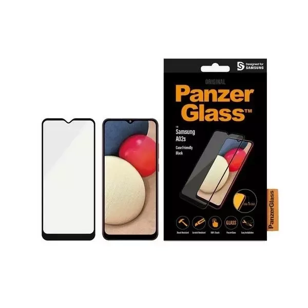 Gehärtetes Glas PanzerGlass E2E Super für Samsung Galaxy A02s A025F Case Friendly AntiBacterial schwarz/schwarz