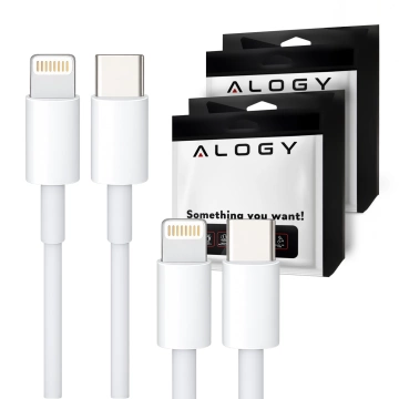 2x Kabel 2m USB-C do Lightning Alogy Fast Charge przewód do ładowania iPhone 20W biały 