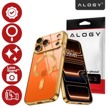 Etui z MagSafe do Apple iPhone 17 Pro – obudowa glamour z ochroną obiektywu, eleganckie i odporne na zarysowania – Alogy LuxuryRing™ Glamour Case Gold
