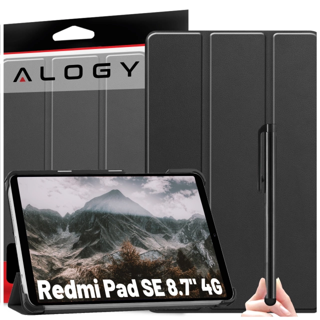 Etui ochronne do Redmi Pad SE 8.7" 4G Alogy Book Cover Case obudowa na tablet Czarne + Szkło i rysik