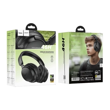 Hoco W53 Bluetooth 5.0 – schwarzer On-Ear-Kopfhörer, 30h Wiedergabe, AUX/USB-C