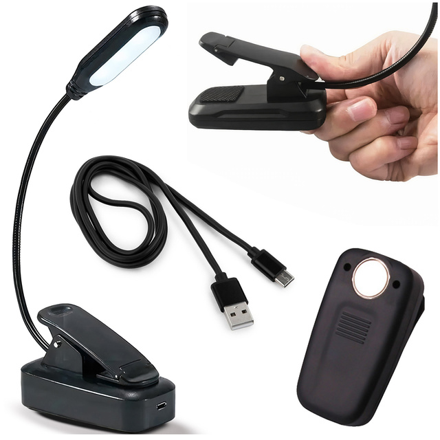 Lampka Alogy LED nocna na biurko biurkowa do czytania lampa regulowana giętka bezprzewodowa micro USB czarna