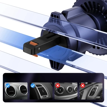 Baseus MagPro Autohalterung mit Qi2.0 15W induktivem Ladegerät für Lüftungsschlitze – Schwarz