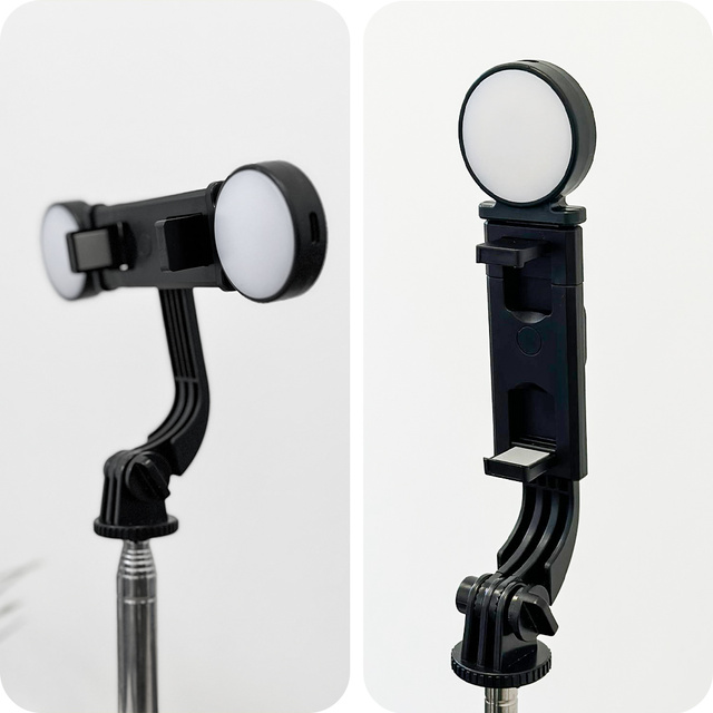 Selfie stick Uchwyt na telefon statyw z podwójną lampą Ring LED Tripod z pilot Bluetooth Czarny