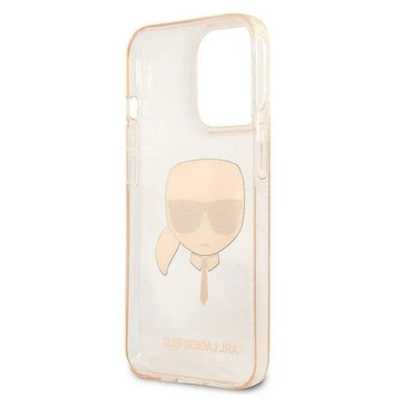 Handyschutzhülle Karl Lagerfeld KLHCP13LKHTUGLGO für Apple iPhone 13 Pro / 13 6.1" Gold/Gold Hardcase Glitter Karl`s Head