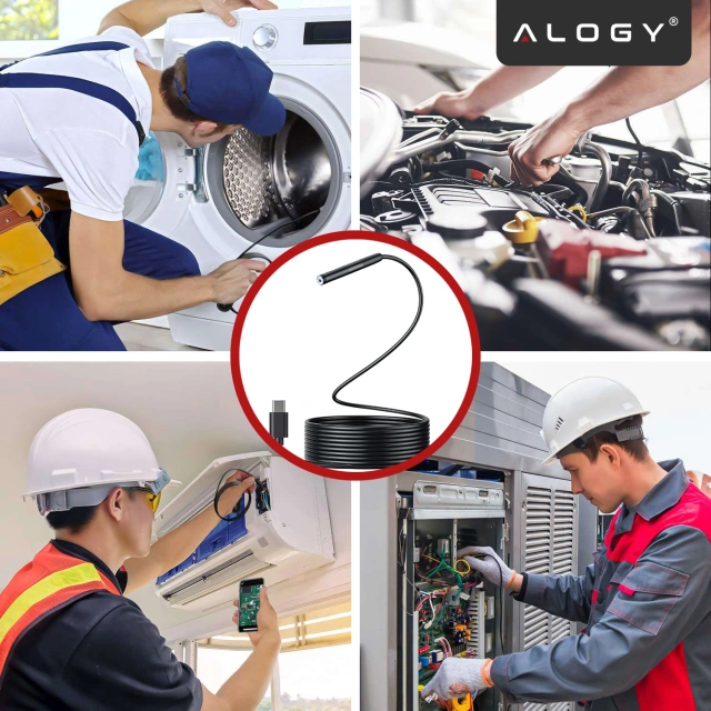 Kamera inspekcyjna endoskopowa micro USB + USB-C + USB Full HD 5m 8mm Endoskop Alogy Hard Wire