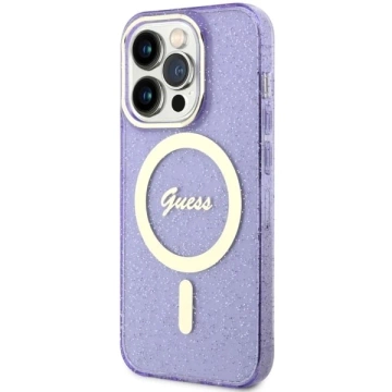Etui für Telefon Guess GUHMP14XHCMCGU für Apple iPhone 14 Pro Max 6,7" purpurowy/purple hardcase Glitter Gold MagSafe