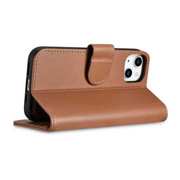iCarer Wallet Case 2in1 Cover iPhone 14 Plus Anti-RFID Leder Flip Case Braun (WMI14220727-BN)