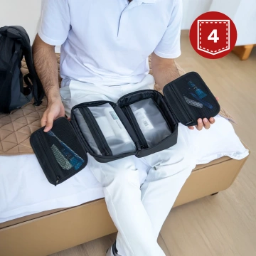 Torba Podróżna Kosmetyczka Mark Ryden Męska i Damska, Pojemna 3.9 l, 4 Przegrody z Haczykiem, Zamek Błyskawiczny YKK, Materiał PU + Oxford – Czarna