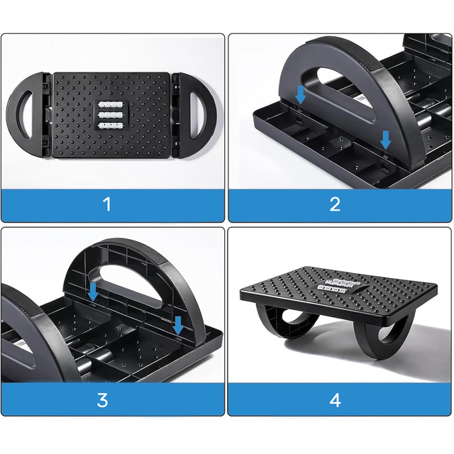 Podnóżek biurowy podstawa pod stopy nogi masaż stóp do pracy biura regulowany regulacja kąta czarny