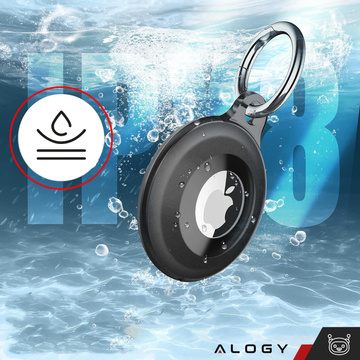 Locator-Hülle für Apple AirTag Schlüsselanhänger, wasserdichte Hülle Alogy 360, IPX8-Gehäuse mit Anhänger, mattschwarz