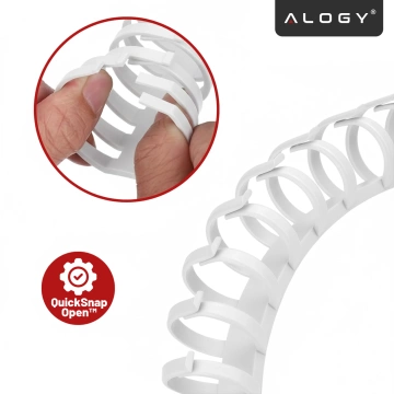 Sprężynowy organizer na kable pod biurko – elastyczna maskownica 50×4 cm, samoprzylepna, do porządkowania przewodów – Alogy CableStrip™ Biały