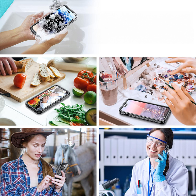 Etui do iPhone 14 Pro wodoodporne pancerne 360 Case Hybrid ochrona aparatu obiektywów IP68 Waterproof czarne