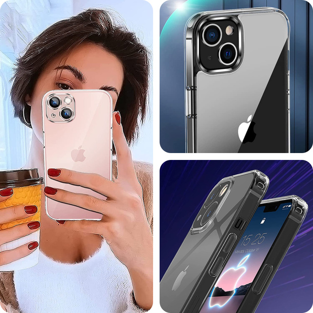 Etui pancerne obudowa Alogy Hybrid Case z osłoną na aparat do Apple iPhone 13/14 Przezroczyste + Szkło
