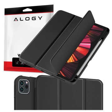Alogy Book Cover Pencil Case Schutzhülle mit Stifthalter für Apple iPad Air 4 2020 / Air 5 2022 10,9 Zoll, Schwarz
