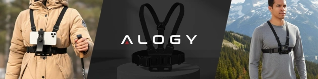 Szelki sportowe na klatkę piersiową – uniwersalny uchwyt do kamery, aparatu i telefonu, stabilne nagrywanie POV, regulowane paski – Alogy ChestMount™ Czarne
