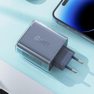 Acefast A45 GaN 65W Wandladegerät 3 USB-Anschlüsse (1xUSB, 2xUSB-C) Grau