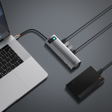 Hub 11w1 Baseus Metal Gleam Series, USB-C für 3x USB 3.0 2x HDMI USB-C PD Ethernet RJ45 microSD/SD VGA AUX