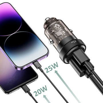 Ładowarka samochodowa CC45W USB USB-C Type C 2-Port Car Charger PowerDelivery PD 45W QuickCharge QC 3.0 Black