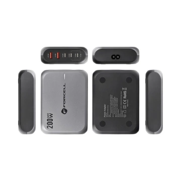 Ładowarka biurkowa Forcell GaN III 200W 3xUSB-C 2xUSB-A PD QC SFC
