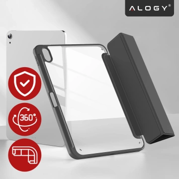 Etui Ochronne do Apple iPad 10.9" 10 Gen 2022 / iPad 11" A16 11 Gen 2025 Hybrydowe z Miejscem na Rysik, Składana Okładka z Funkcją Podstawki 2w1, Alogy HybridBook™ Case – Czarne