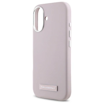 Karl Lagerfeld Hülle für iPhone 16 6,1" Rosa MagSafe Hardcase FW Metallplatte