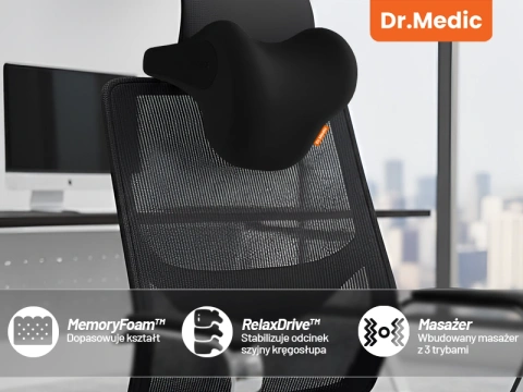 Massagekissen für die Auto-Kopfstütze – ergonomische Unterstützung für Kopf, Nacken und Nacken, elektrisches Vibrationsmassagegerät für Fahrer und Beifahrer – Dr.Medic RelaxDrive™