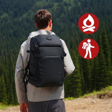 Bange wasserdichter Rucksack für 15,6-Zoll-Laptop, Stadtreisender, 45 x 30 x 16 cm, für Arbeit, Flugzeug, Herren, Damen, mit USB-Anschluss Schwarz