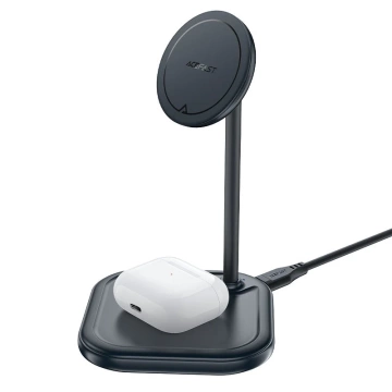 Acefast 15W Qi Kabelloses Ladegerät für iPhone (mit MagSafe) und Apple AirPods Stand Stand Magnethalterung Grau (E6 Grau)