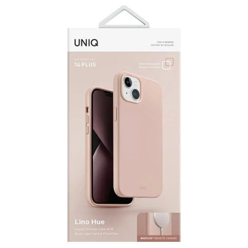 Etui UNIQ Lino Hue do iPhone 14 Plus 6,7" Magclick Charging różowy/blush pink