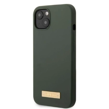 Ratet mal, Handyhülle für iPhone 13 6,1" grün/khaki Hartschale Silikon Logo Plate MagSafe