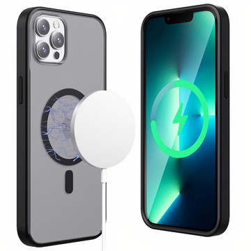 Alogy MagCase Matte Case für MagSafe Case mit Magnetring für Apple iPhone 12/ 12 Pro Schwarz